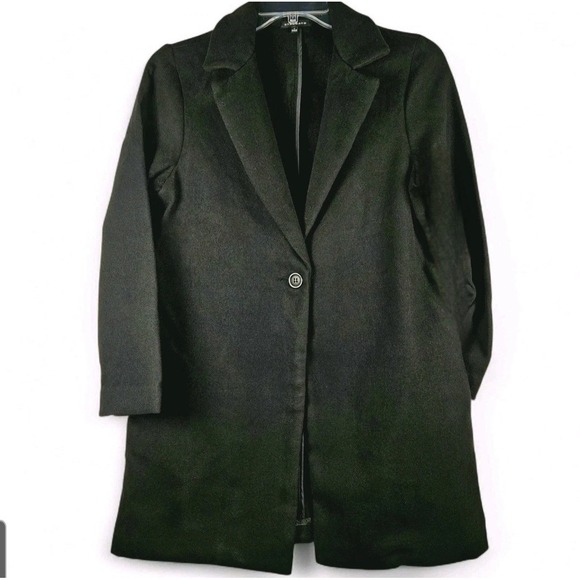 Staccato Black Dress Coat Women Large Pockets Lightweight Button 33" Length - Picture 7 of 7